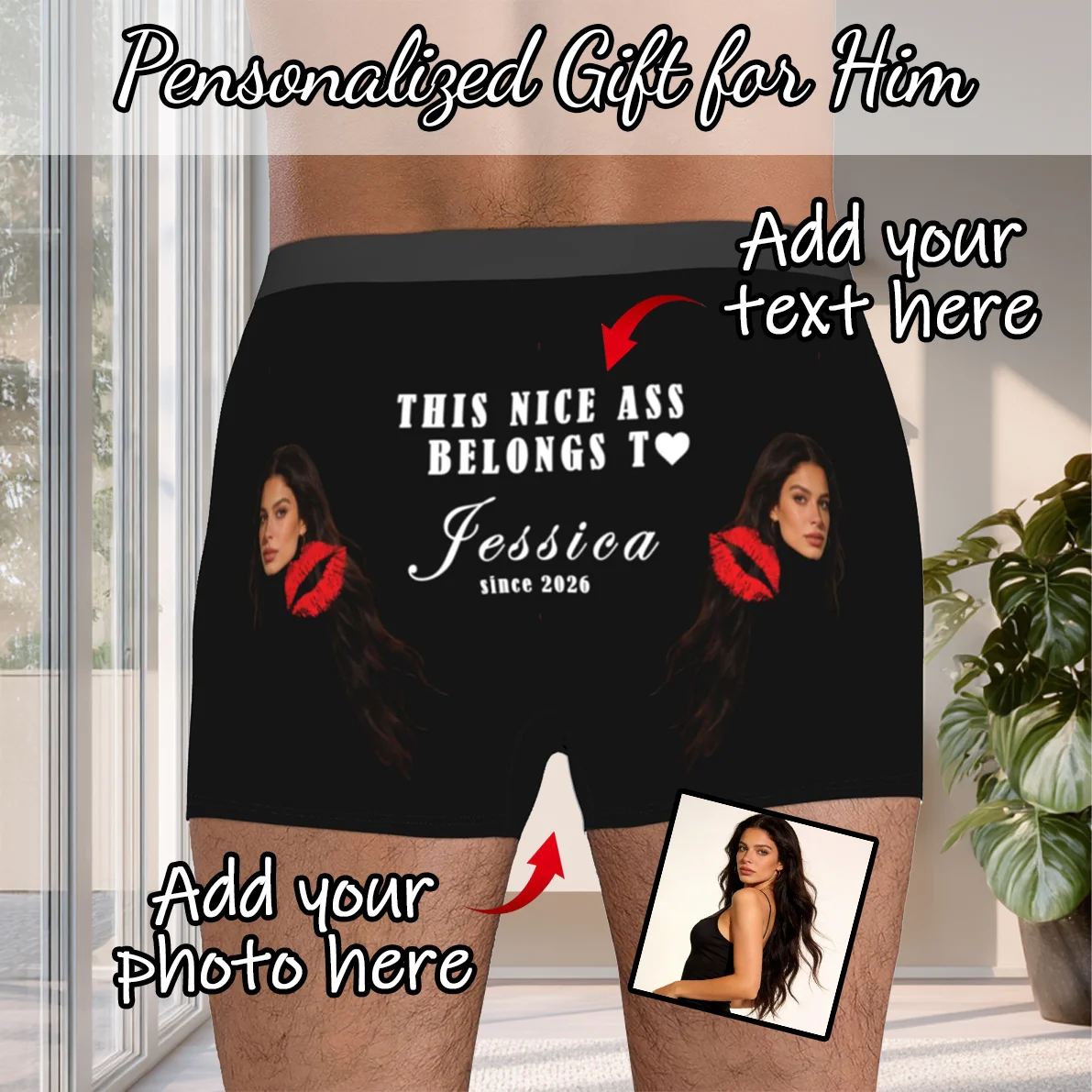 Personalized Face Photo Underwear Custom Boxer Briefs Custom Men Valentine's Day Gift For Husband Anniversary Gift for Dad