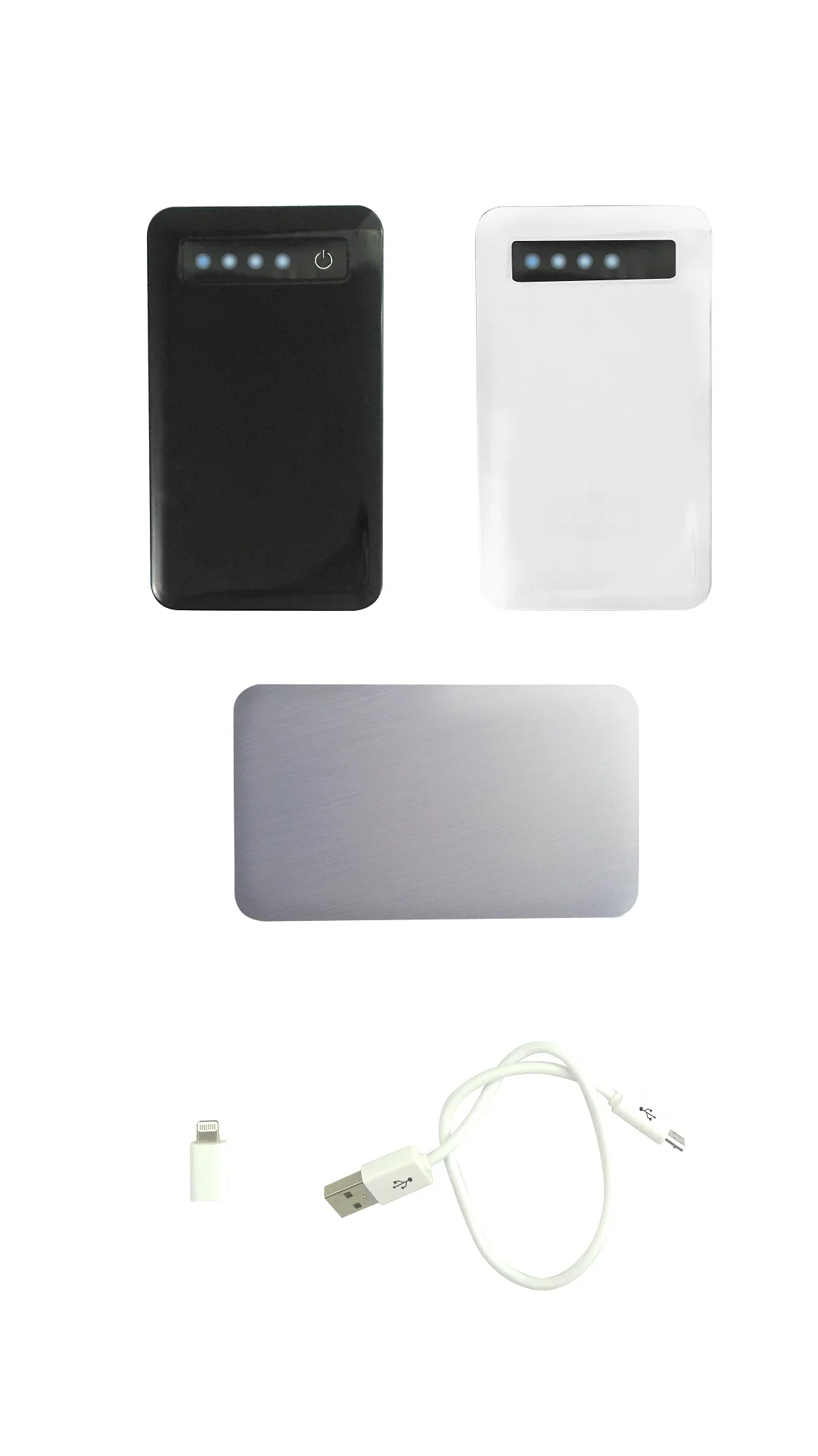 Dois carregadores ventiladores de bateria portáteis pretos e brancos. Porretrobank 4000ma com porta