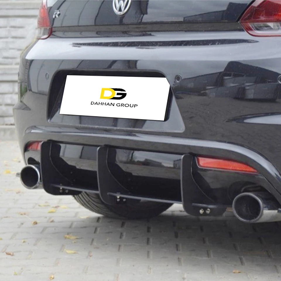 Vw Scirocco 2009 - 2013 Mk3 R Rear Diffuser En Achter Side Splitters Blades Mat Zwart Hoge Kwaliteit Plastic R kit