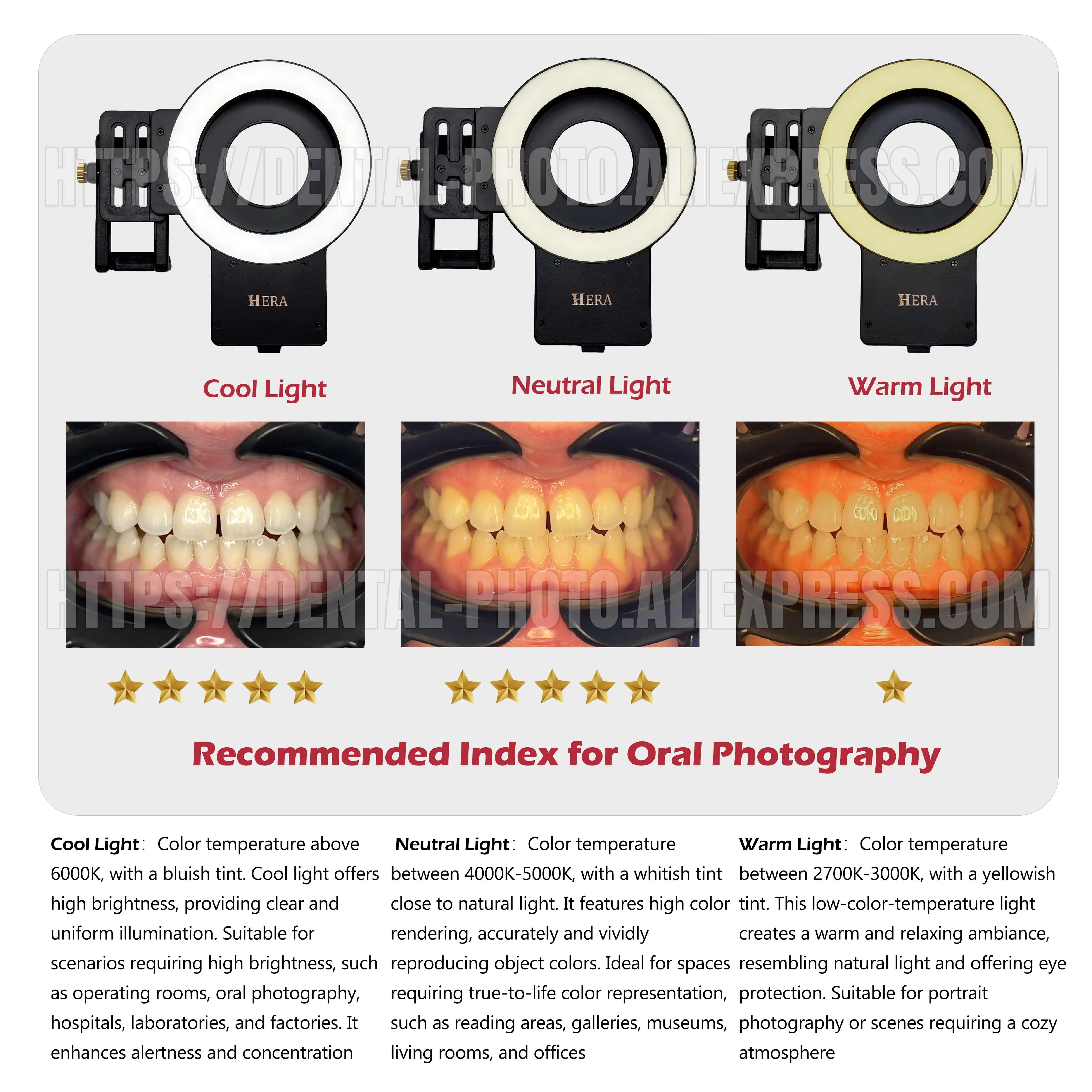 MK-023 Dentist Photography Ring Fill Light  Adjustable 2500-6500K 3-Color Temperature, Soft Diffuser, Oral & Intraoral Photo fo