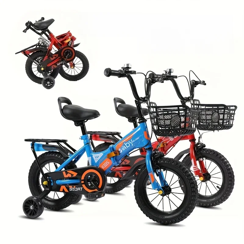 AliExpress QIYOU 16-Inch Kids Folding Bike with Safety Training Wheels Secure Front/Rear Brakes Adjustable Seat