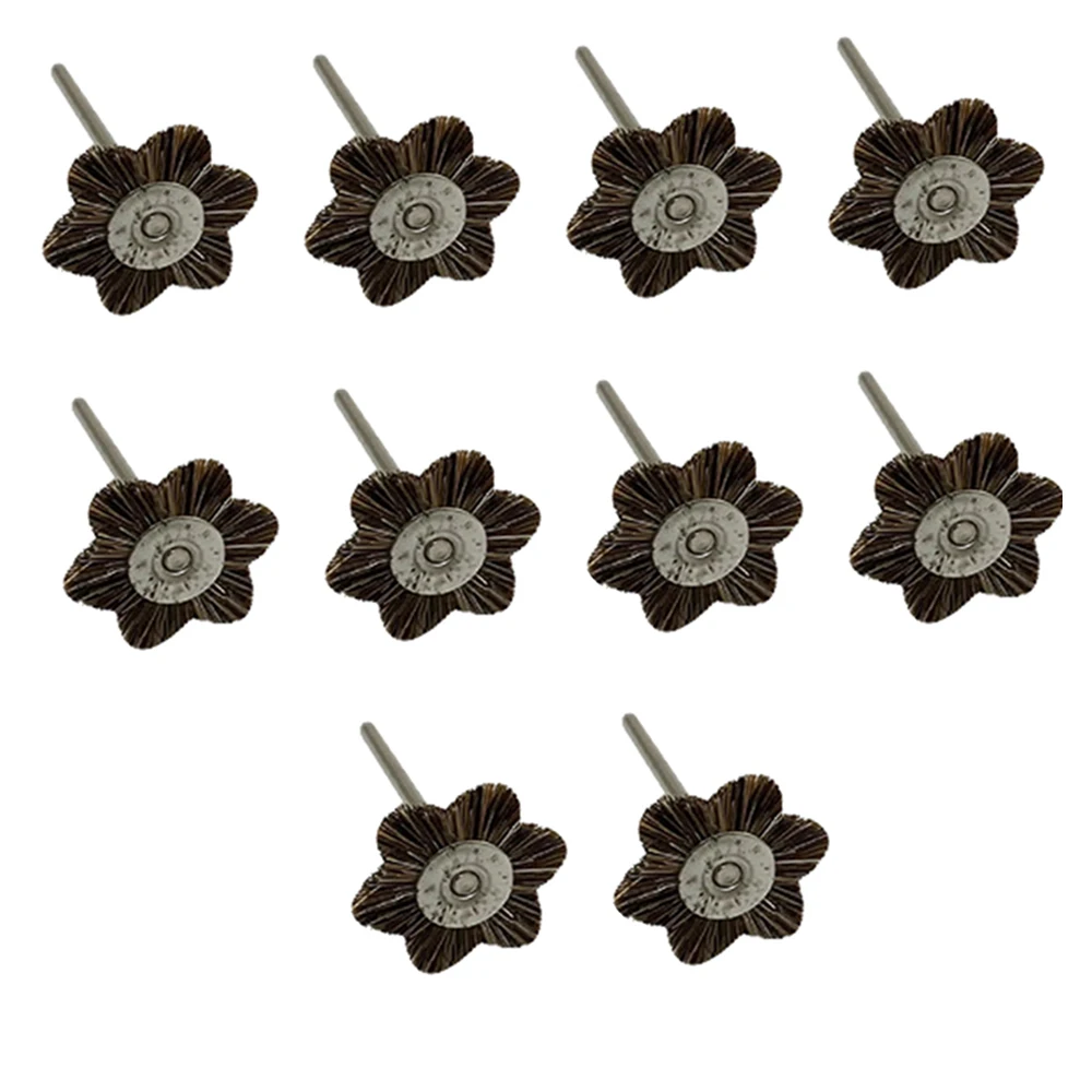 50PCS Hexagonal Polishing Cleaning Bristle Wheel Brush with 2.35mm Shank Flower Shape Grinding Machine