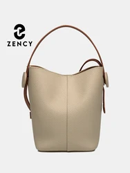 Zency Genuine Leather Large Shopper Shoulder Bag Female Simple High Quality Bucket Handbag Tote Underarm Women Long Strap Bags