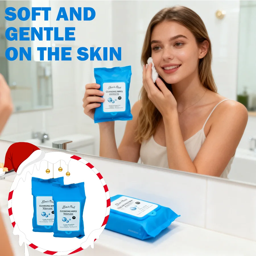 Ensemble de lingettes nettoyantes sans parfum 2 pièces, sauveur de beauté de Noël! Retirez le maquillage tenace. Nettoyez le visage, les yeux et plus