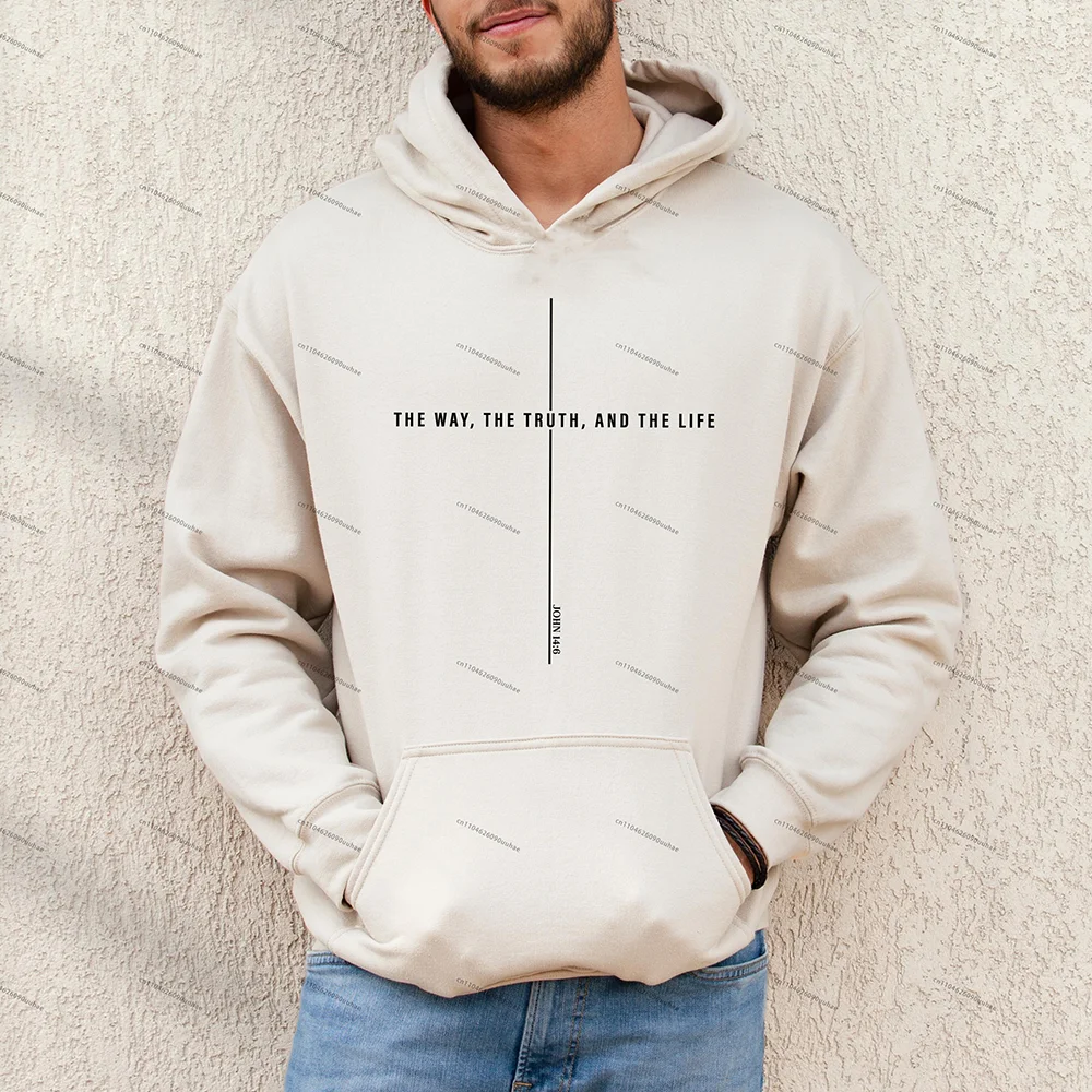 

Пуловер с капюшоном John 14 6, христианские толстовки с капюшоном Yeshua, повседневная уличная осенне-зимняя толстовка с длинными рукавами, подарок Иисусуса, пуловер с капюшоном-сюрпризом