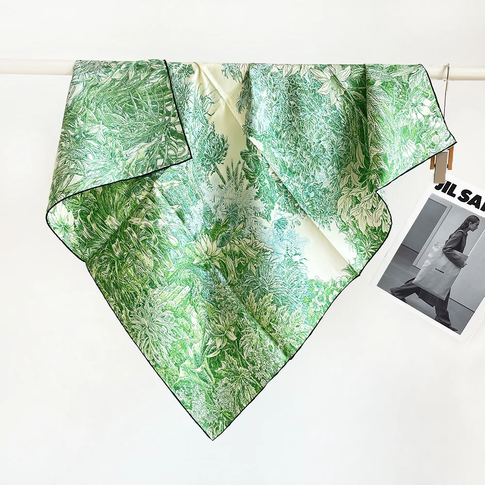 

Green Silk Scarf 90CM Women Twill Scarfs Luxury Designers Square Shawls Head Hair Neck Decoration Lover Christmas Gift