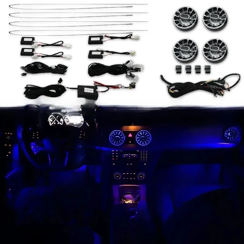 64 kolory Samochodowe otwory wentylacyjne do Mercedes Benz GLK MB X204 2008-2015 Wylot turbiny Deska rozdzielcza Wnętrze Neon Light Kit — zdjęcie 2