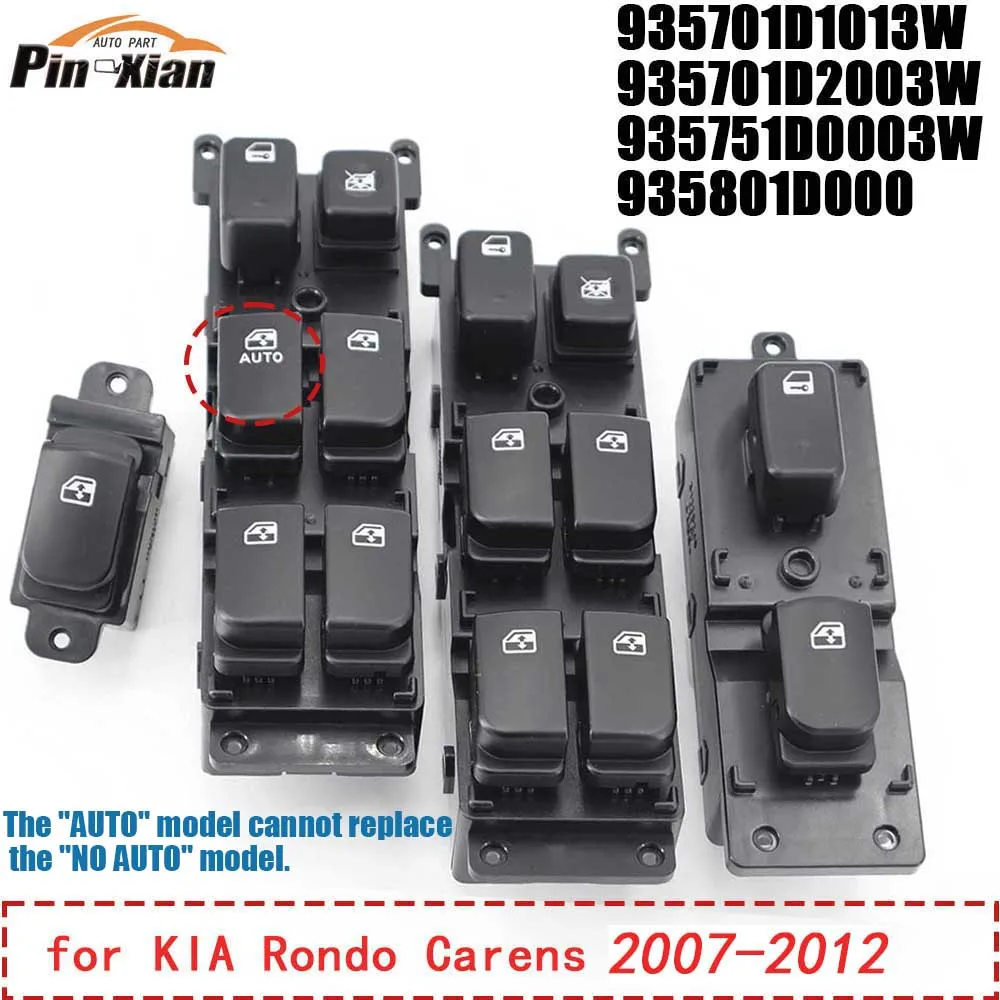 Interruptor Maestro de Elevalunas Eléctrico para KIA Rondo Carens 2007-2012 con Control Automático de Subida/Bajada del Conductor 935701D101 Panel de Control de Puerta Delantera Izquierda