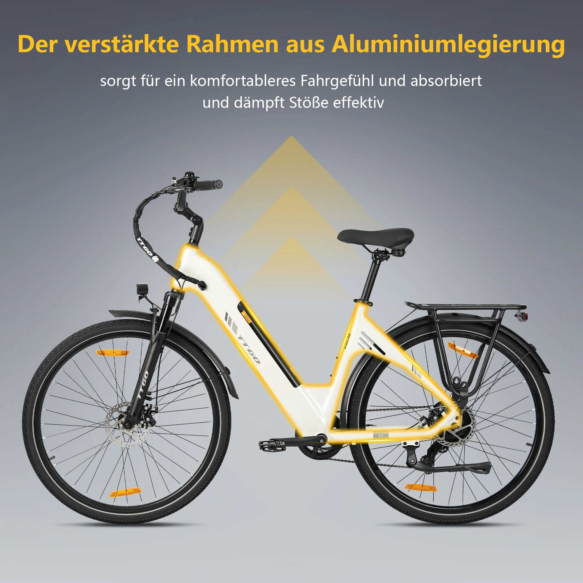 TTGO 28-Zoll E-Bike für Erwachsene, 250W 36V 18Ah Akku, City-Elektrofahrrad, 120 km Reichweite, E-Bike für Damen & Herren – Detail 5