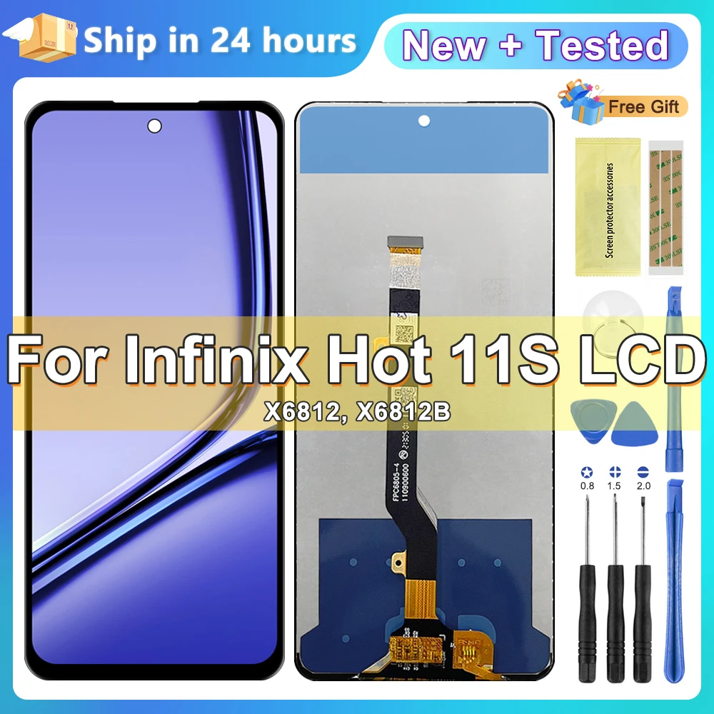 

Дисплей 6,78 дюйма для Infinix Hot 11S X6812, ЖК-дисплей для моделей 11s, цифровой преобразователь экрана в сборе, запасные части