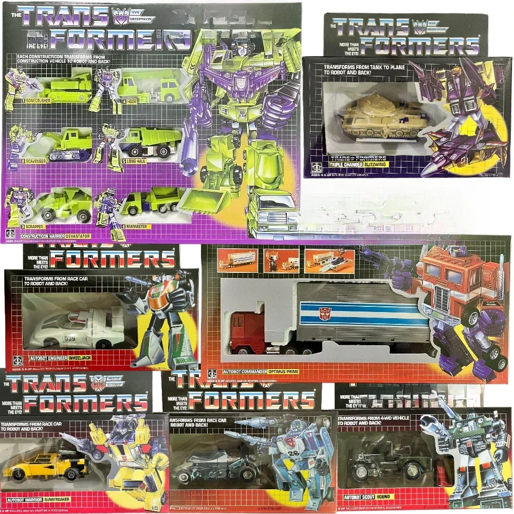 Figura de ação Transformação G1, KO OP Prime, Menasor Wheeljack, Hound Mirage, Prowl Sunstreaker,