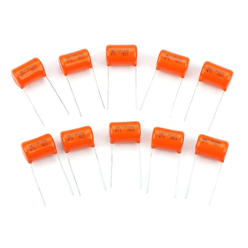 

10Pcs Orange Drop Capacitors Tone Caps Guitar Tone Capacitor Lightweight Electric Guitar Capacitor 200V 715P .047uf