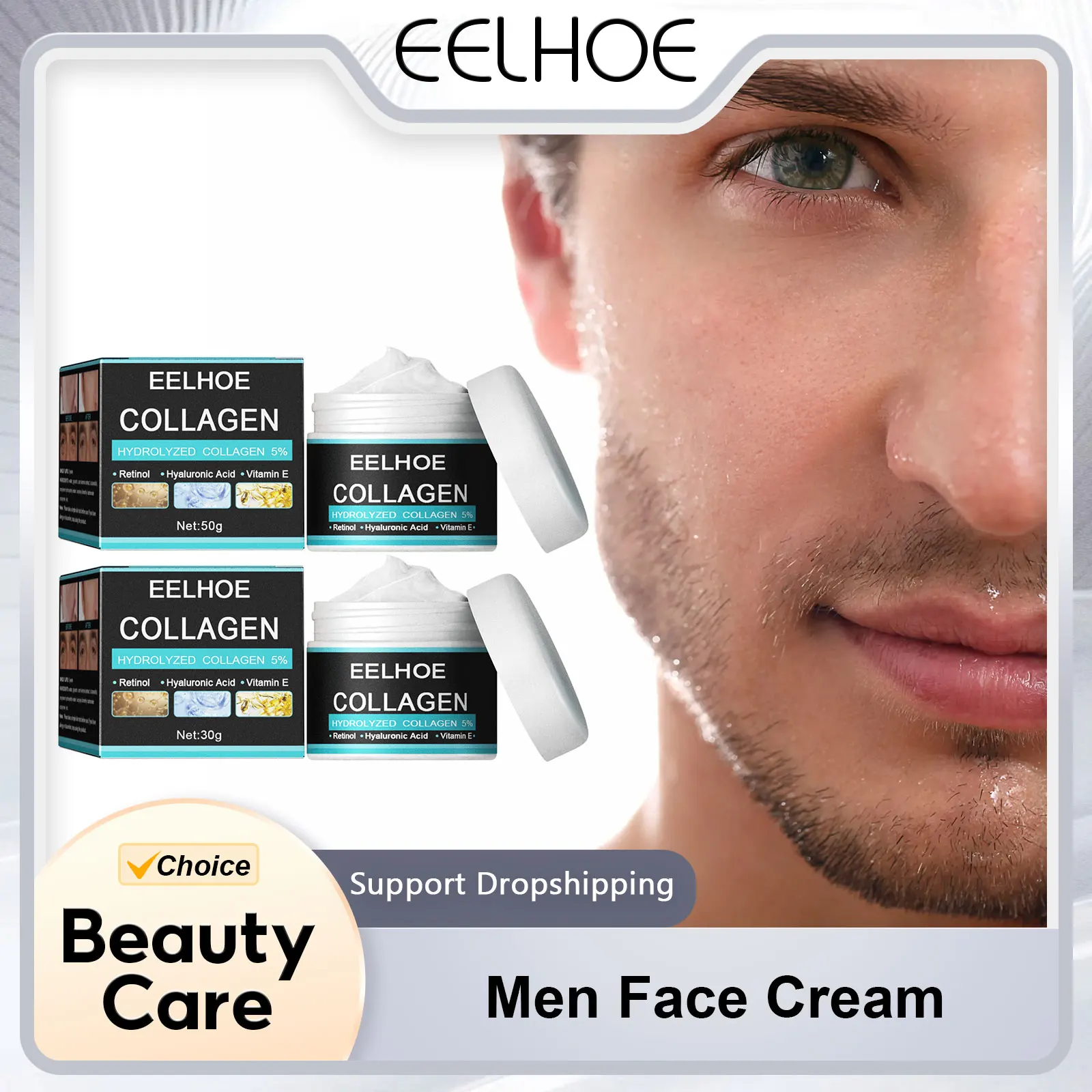 

EELHOE Men Face Cream Collagen Face Cream Original Men Face Care Product Dry Skin Hydration Hyaluronic Acid Moisturizing Cream