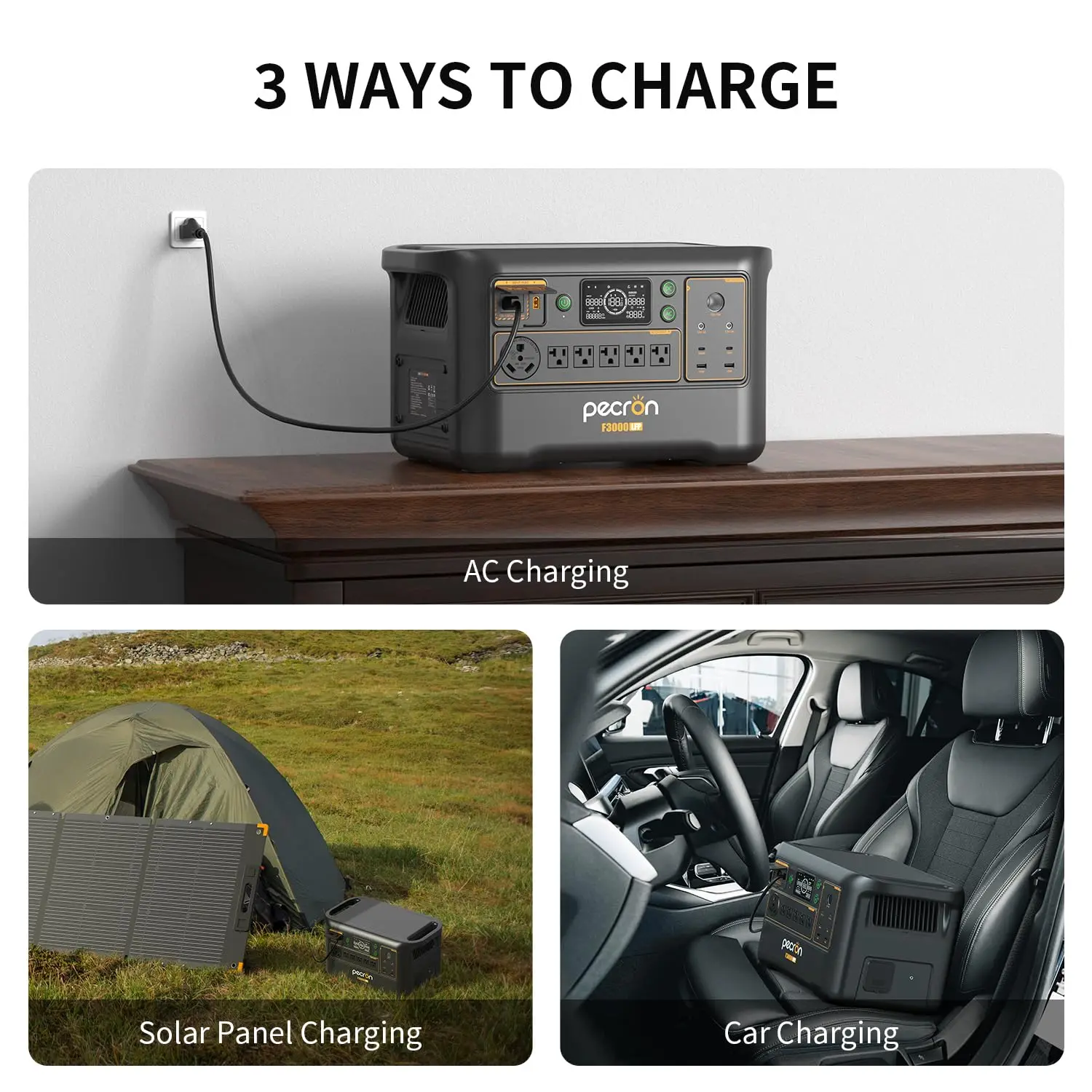 محطة طاقة محمولة Pecron F3000LFP 3072Wh مولد طاقة شمسية 3600 وات LiFePO4 بطارية احتياطية منزلية للتخييم المنزلي RV في حالات الطوارئ #4