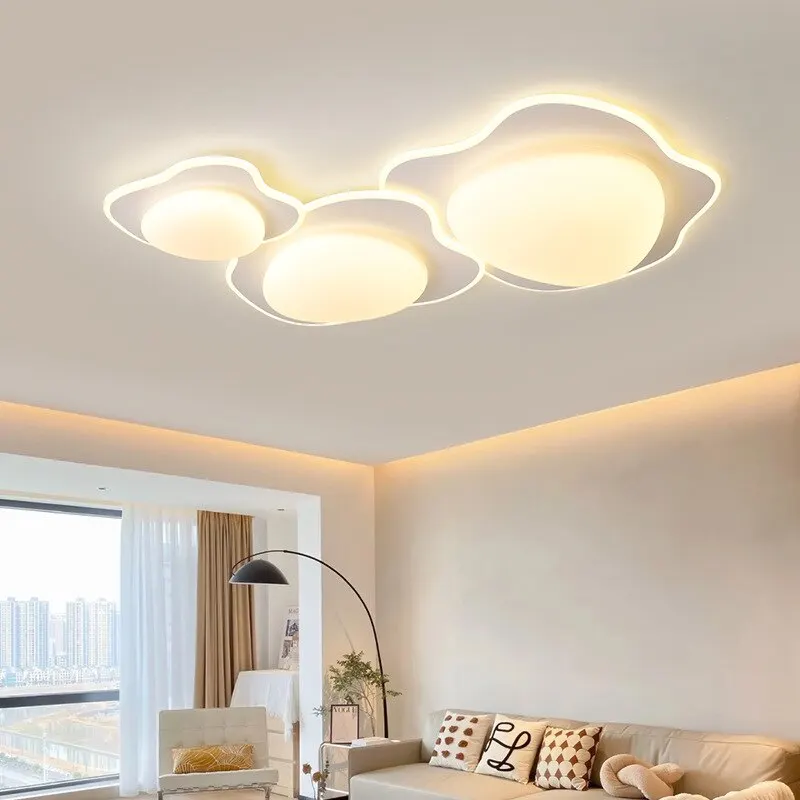 Plafonnier LED en Fer Blanc et Acrylique au Design Minimaliste Moderne, Luminaire de Plafond à Intensité Réglable, Idéal pour un Salon ou une Chambre à Coucher