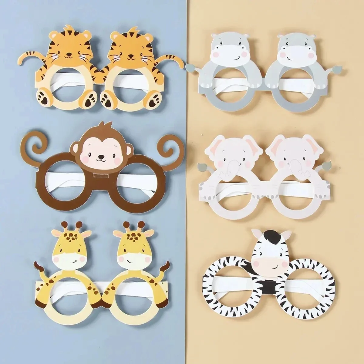 Verres en papier animaux de la Jungle, 6 pièces, décoration de fête d'anniversaire, masques amusants pour enfants, thème Safari, fournitures de fête, Photo, réception-cadeau pour bébé