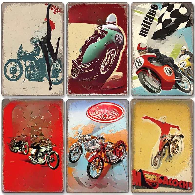 Affiche de moto Vintage, panneaux métalliques TT Racing, plaque métallique en fer blanc, décor artistique mural pour Garage, moto, Club, salon, maison