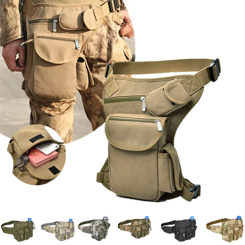 Hommes toile goutte jambe sac taille sac banane Pack ceinture hanche Bum voyage militaire multi-usage moto messager sacs à bandoulière