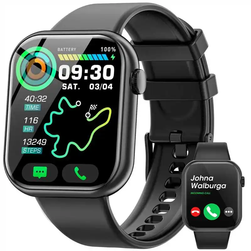 1.85 Inch Full Touch Screen Smart Watch Men Women Bluetooth Call IP67 Waterproof Outdoor Sport Fitness Tracker Heart Smartwatch