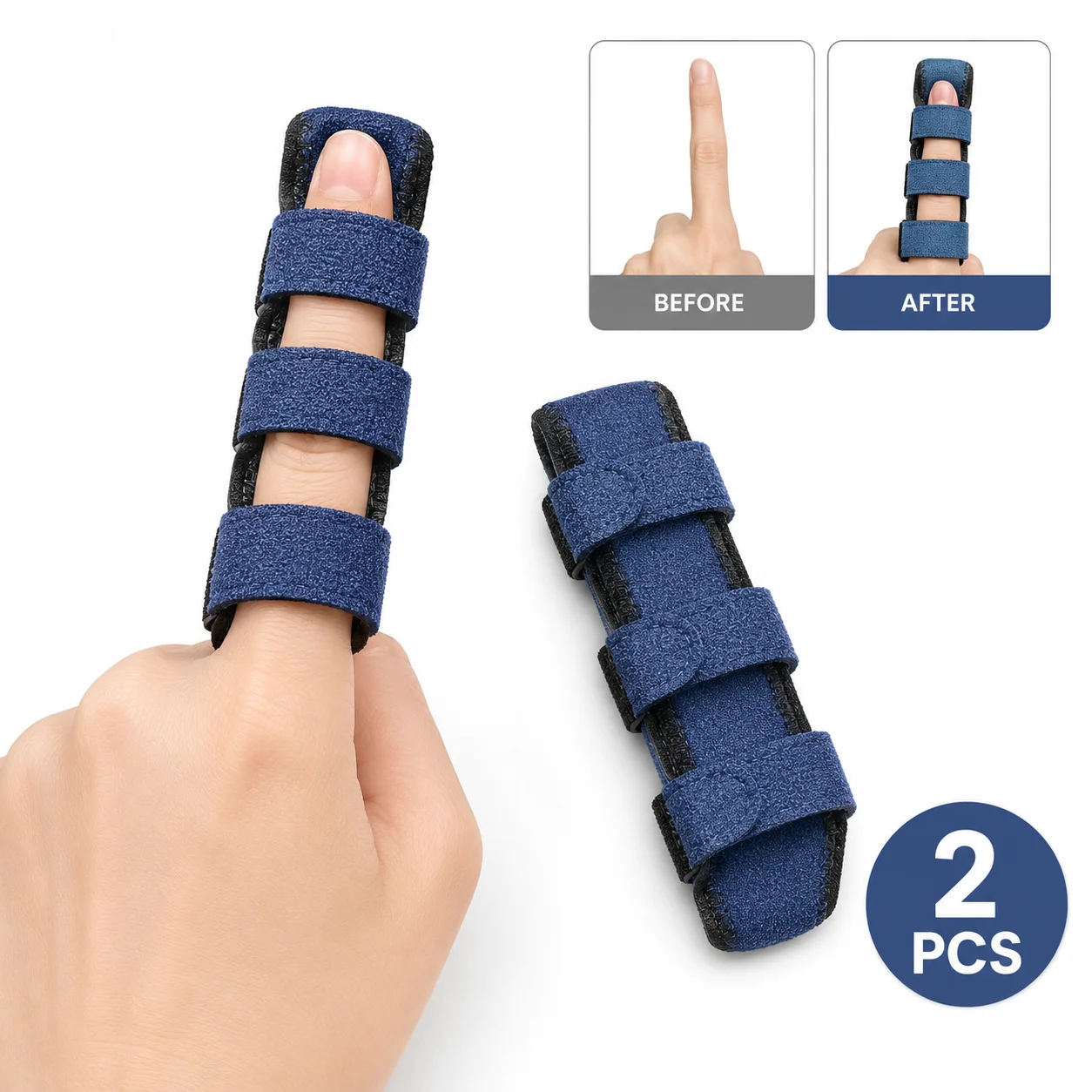 Attelle de doigt réglable (2 pièces), support de doigt respirant avec sangles souples pour usage quotidien, protection sportive et stabilisation des articulations