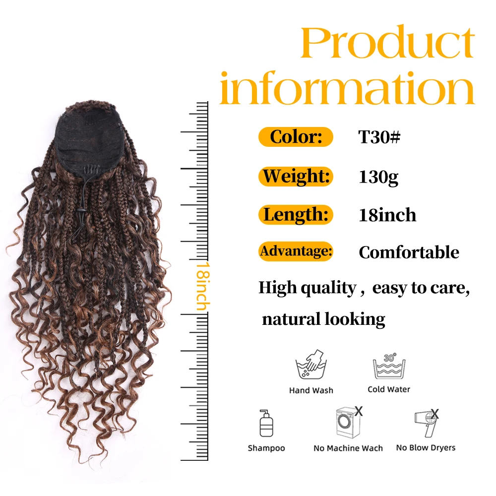 Amir Drawstring Curly Ponytail Extension for African Women Box Braid Clip in Ponytail Curly Hair Pieces Synthetic Heat Resistant