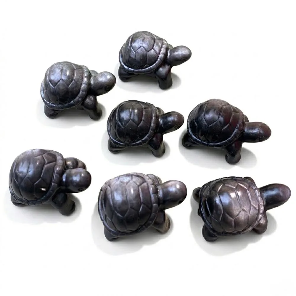 Natural Silver Obsidian Turtle Figurine Hand Carved Healing Crystal Animal Statue Miniature Sea Turtle Home Decor