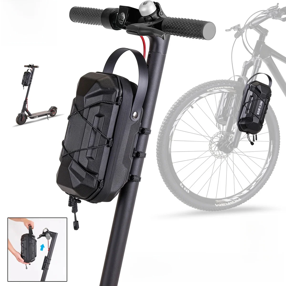 AliExpress WILD MAN EVA Hard-Shell Quick-Release Handlebar Bag for Electric Scooter and Bicycle - Foldable Front Fork Compatible