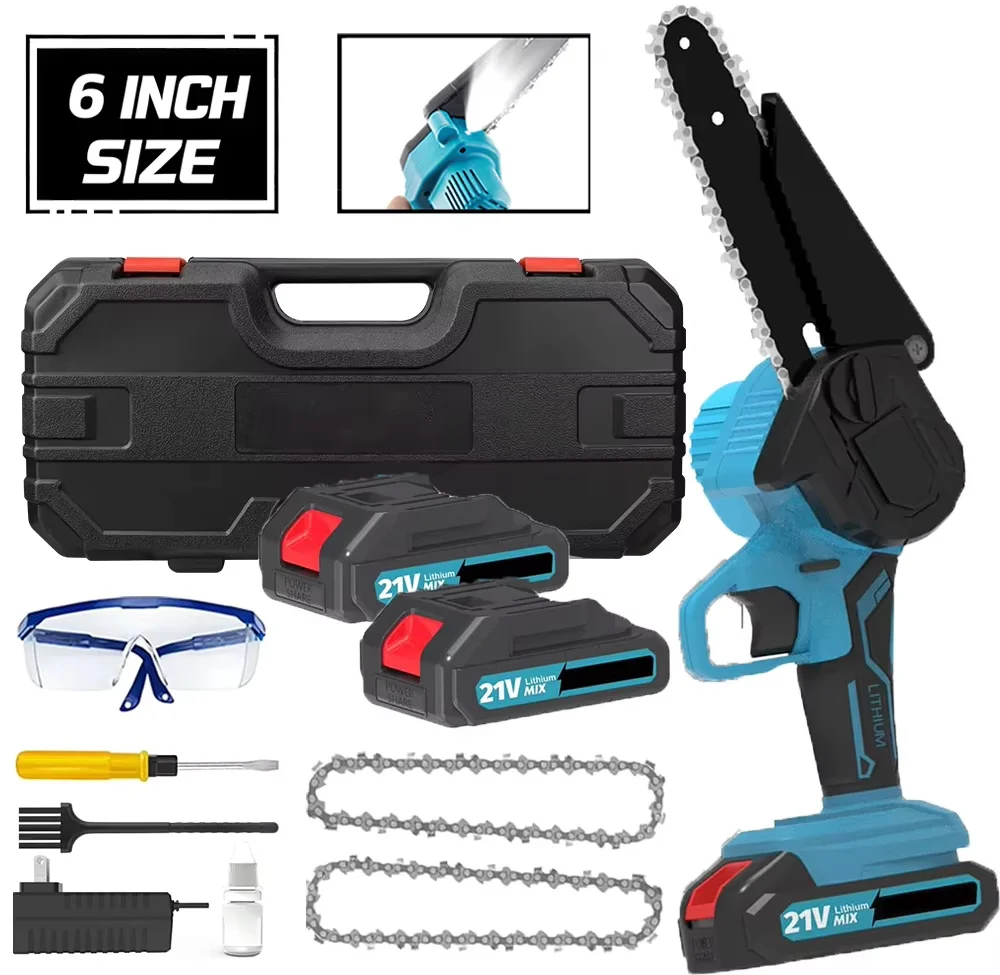 Mini Motosierra Inalámbrica de 6 Pulgadas, Sierra Eléctrica Recargable, Herramientas de Jardinería y Poda para Batería Makita de 18V