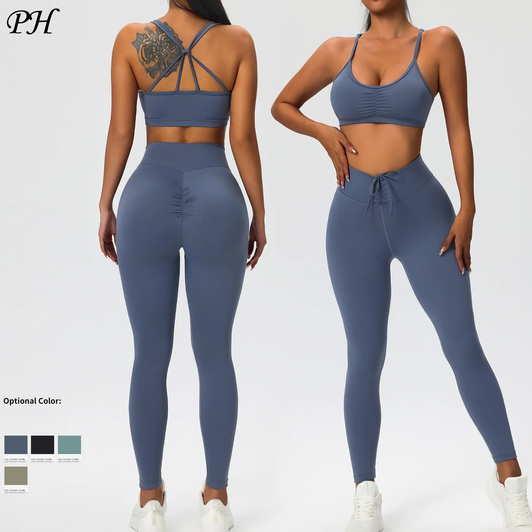 Gym Yoga Fitness Sport Set Women Workout Tracksuit High Waist Tight Leggings Running Bras Suit Seamless Sportswear Running Sets