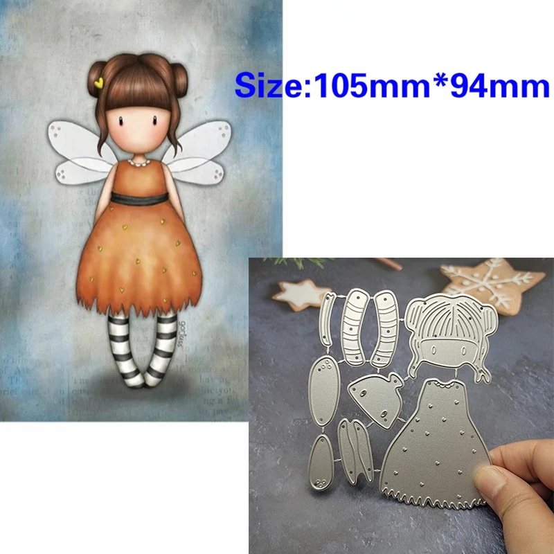 New Arrival Transparent Wings Cute Girl Metal Cutting Dies for 2022 DIY Scrapbooking Princess Angel Stencils Card Making