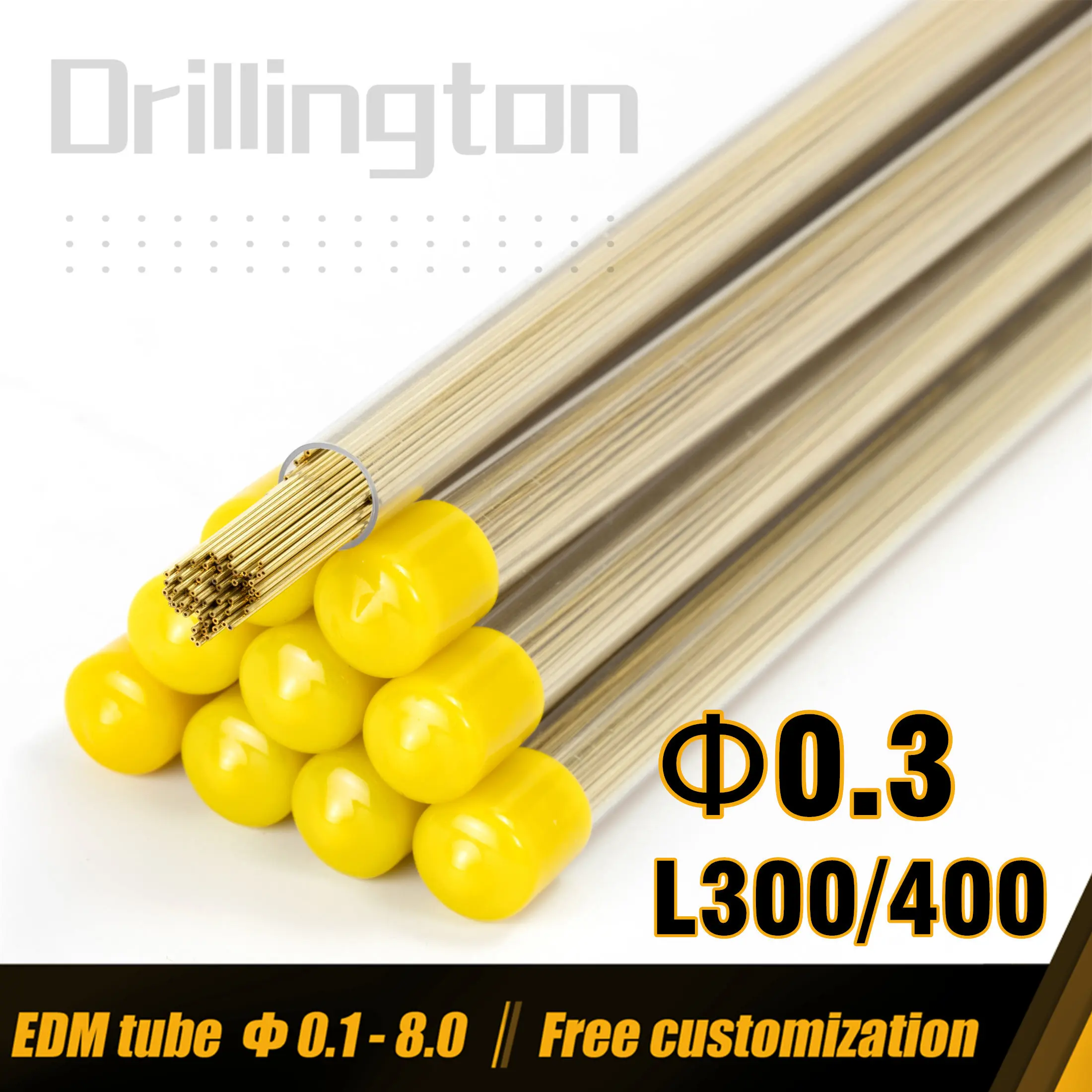 Drillington Brass Copper EDM Tube EDM Electrode Tubes 0.3mm 300mm 400mm Small Micro Hole Drilling Popper Electrodes Rods