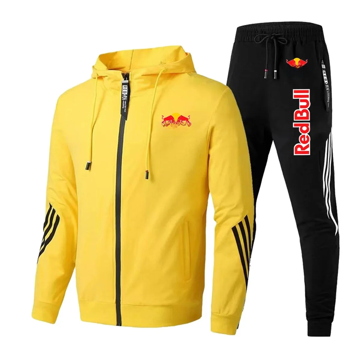AliExpress Red Bull Sportswear Set New Men's Cardigan Loose Casual Trousers Two-Piece Cycling Running Mountain Climbing Fitness Sportswear