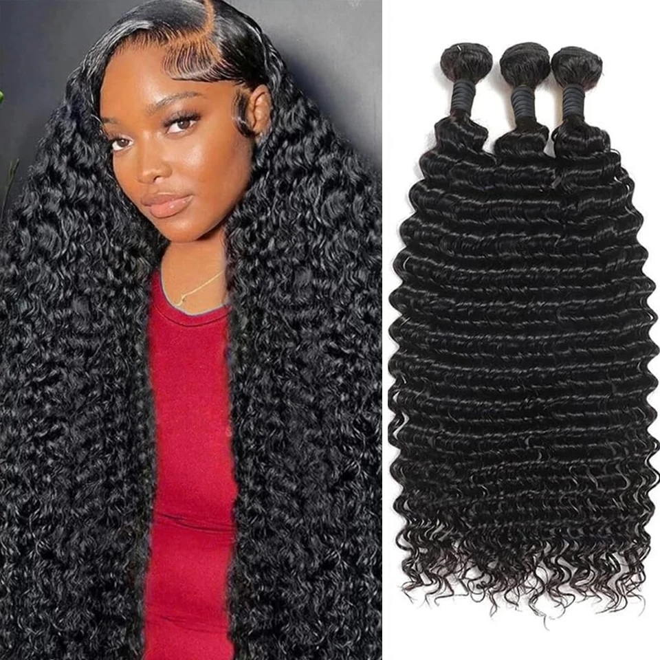 

Вьющиеся пучки человеческих волос Натуральный цвет 100% Вьетнамские необработанные пучки волос с глубокими волнами Наращивание Плетение натуральных человеческих волос