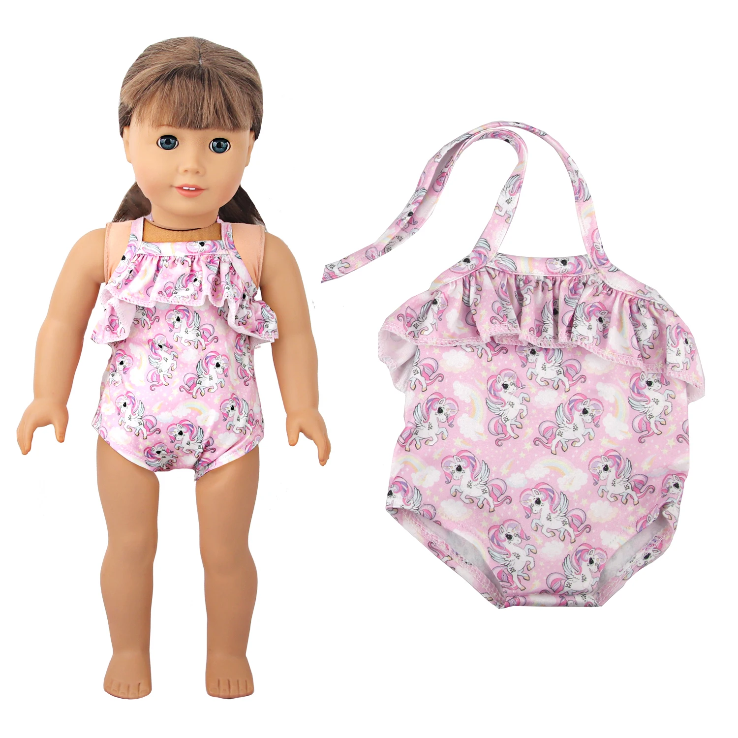 43 Cm Baby New born Doll Clothes Swimsuit Flowers, Rainbow, Animal Swinsuit Accessories For 18 Inch American& OG Girl Dolls Toy