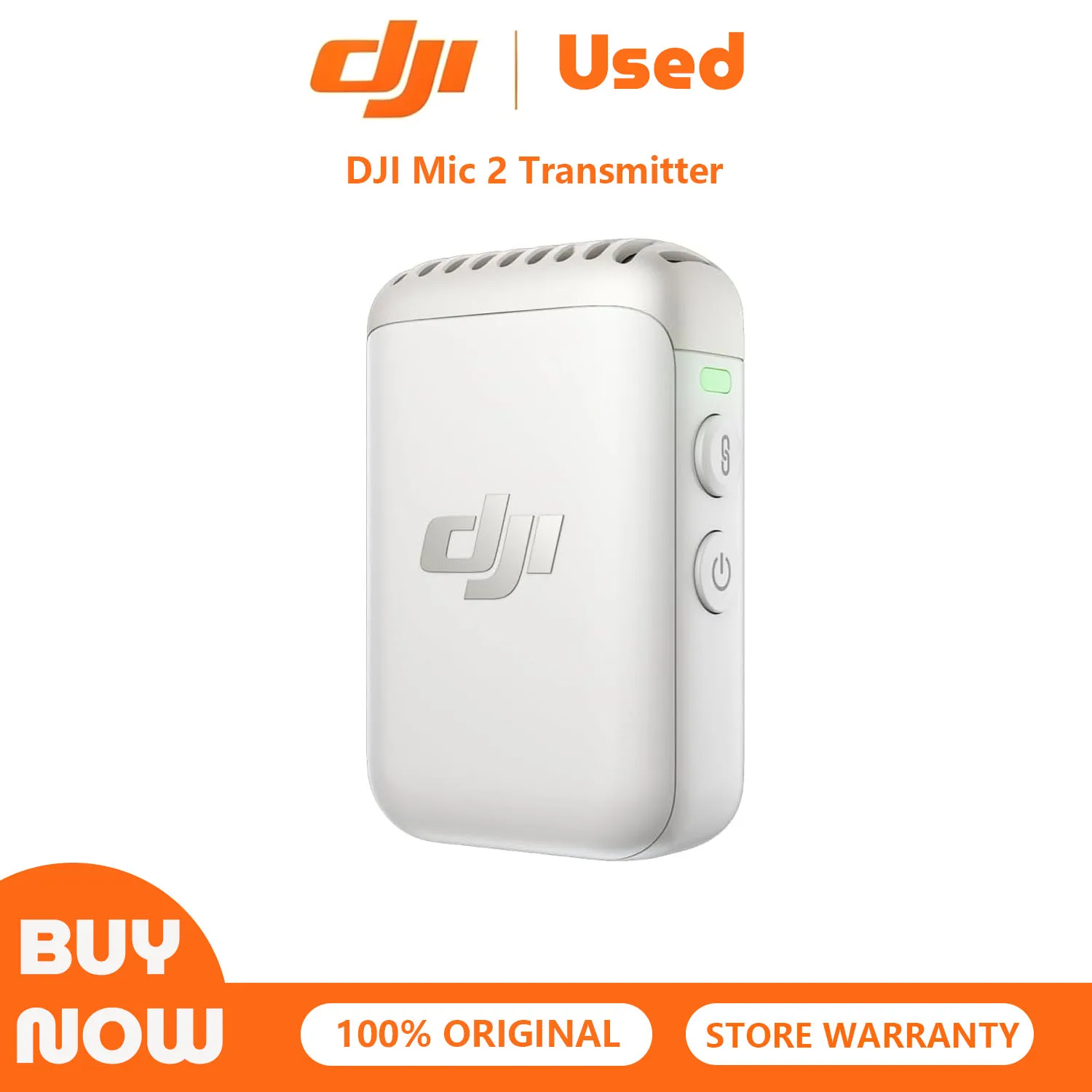 Refurbished Used DJI Mic 2 Transmitter Wireless Bluetooth Microphone with Intelligent Noise Cancelling 14-Hour Internal Recording 6-Hour Battery Magnetic Attachment for Vlogs