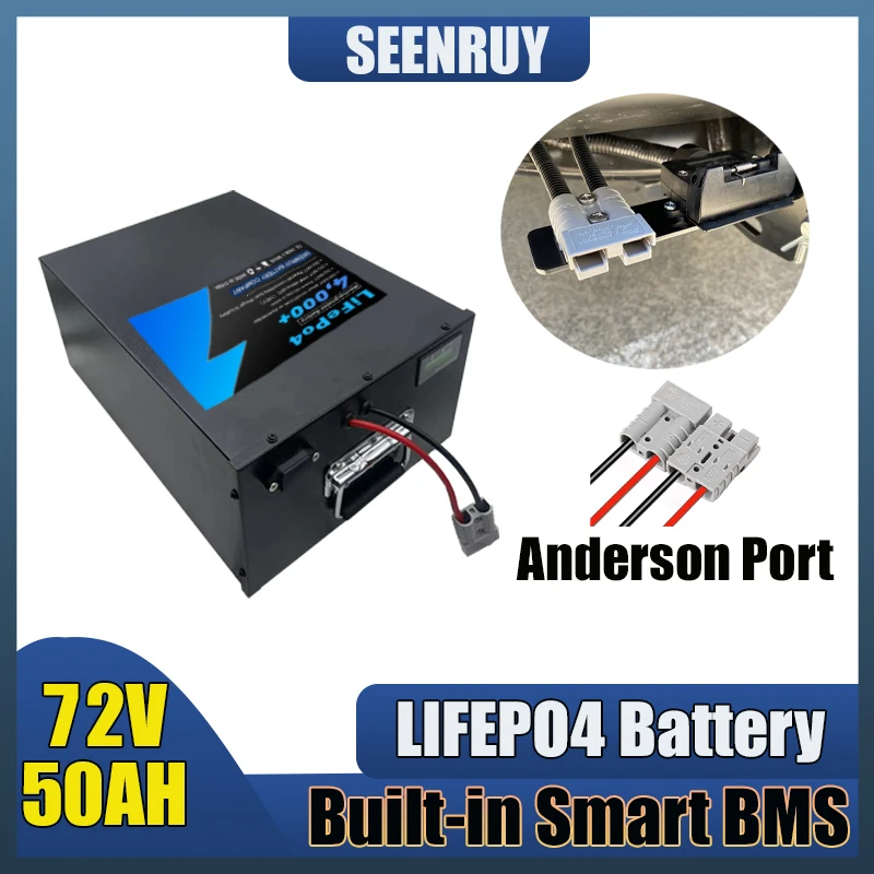 72V 50AH Lifepo4 Battery Pack with Charger smart BMS perfect for Sightseeing Vehicle Solar Energy Storage System Robot Golf Cart