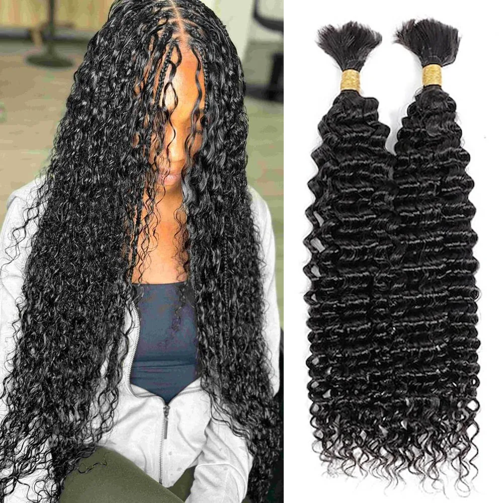 Human Braiding Hair for Boho Braids Bulk Human Hair Deep Wave For Braiding Deep Curly No Weft Brazilian Remy Hair Extensions