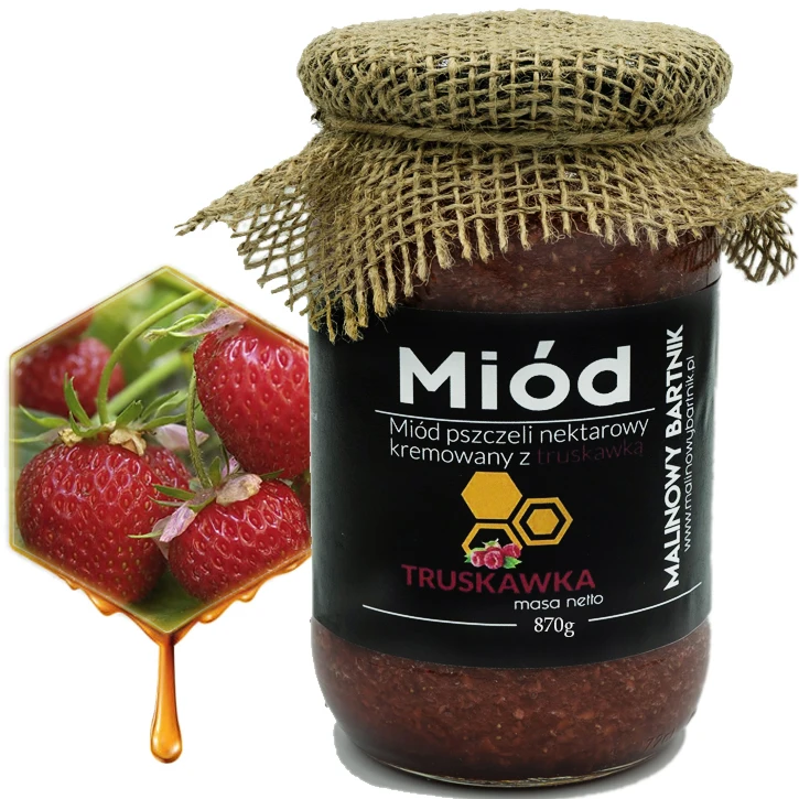 MIÓD Z TRUSKAWKAMI 870g, Zbiór 2024, z Polski