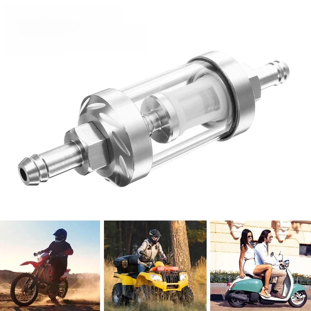 8mm uniwersalny filtr paliwa ze stopu aluminium odporny na zużycie zmywalny wielokrotnego użytku Inline benzyna filtr gazu do motocykla samochodowego — zdjęcie 2