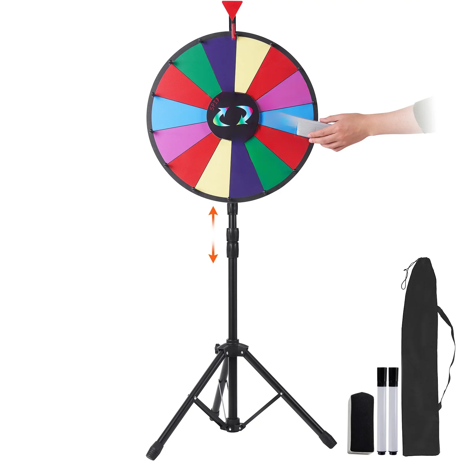 SucceBuy 18 inch tafelblad kleurenprijswiel met opvouwbare statiefvloerstandaard 14 slots droog wissen voor Win Fortune Spinning Stand Game - afbeelding 2