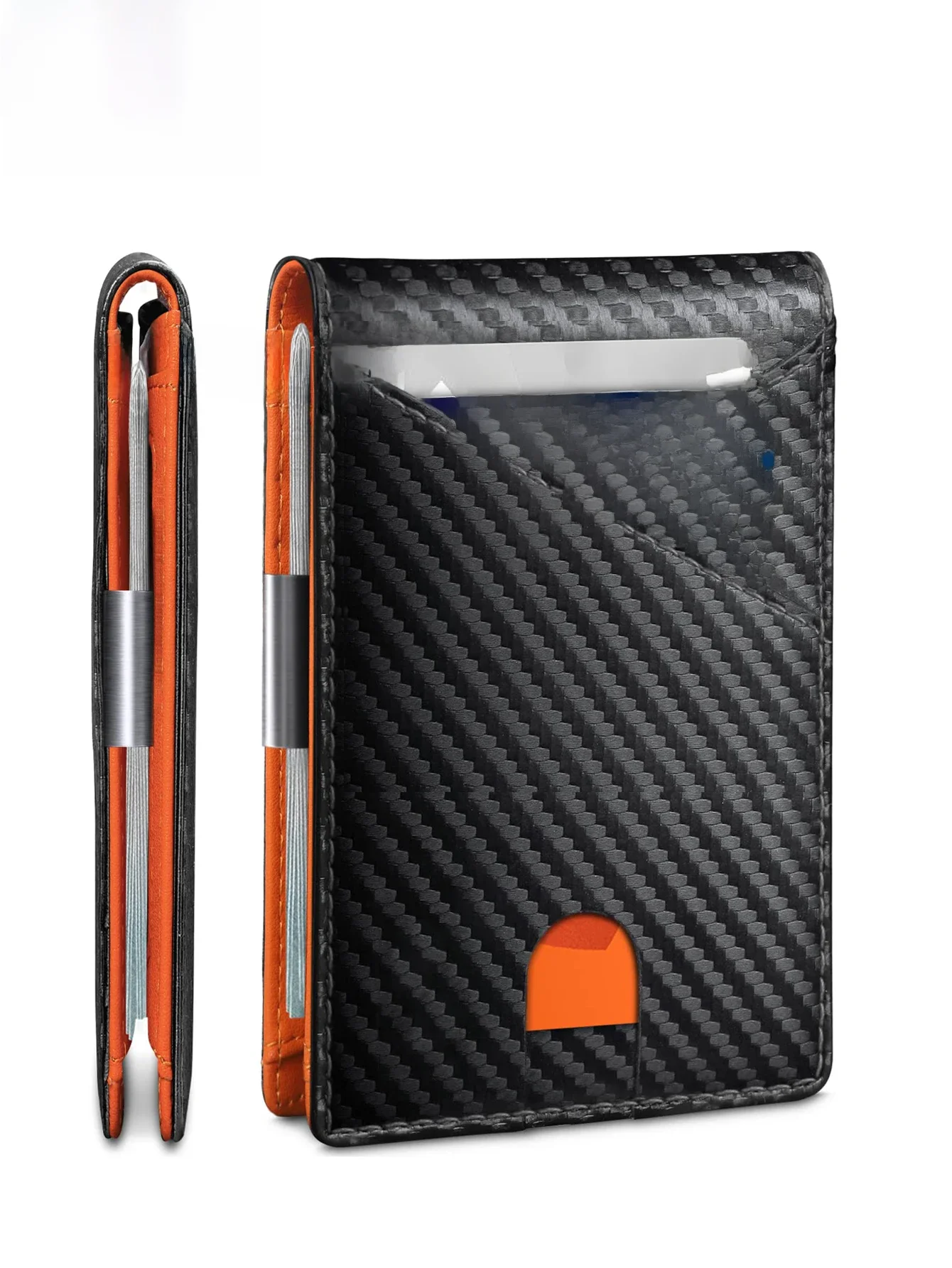 Carteira masculina minimalista rfid escova anti-roubo dobra dupla cruz bolso frontal titular do
