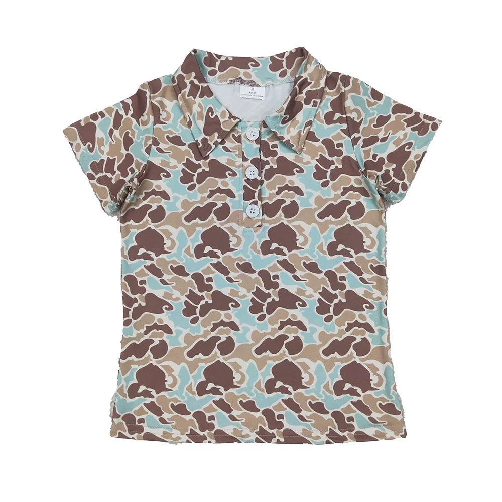 

BT1212 Baby Boys Summer Tops Short sleeves mint camo print kids boys polo shirt