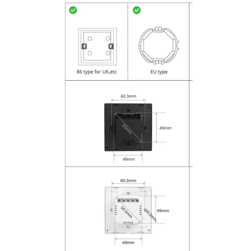 Apple Homekit,ローラーシャッター,インテリジェントサーモスタット,wifi,2リレー,Siri,Googleアシスタントを備えたケース