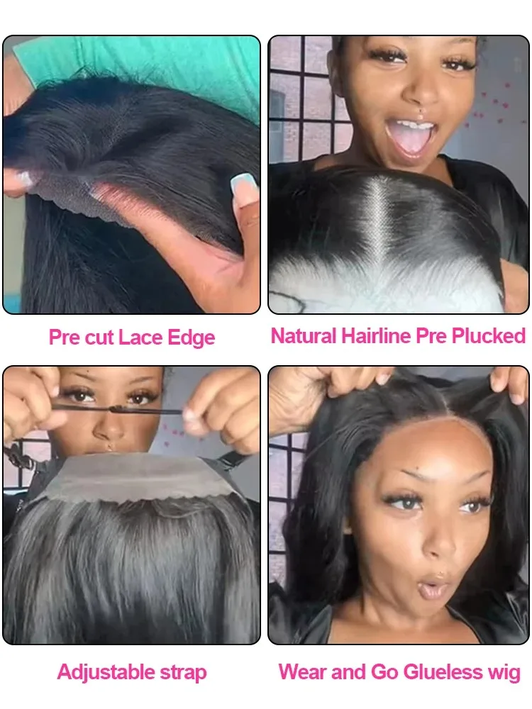 Bone Straight 6X6 Закрытие Бесклеевые готовые к ношению 13x4 13x6 HD Парики из натуральных волос на кружеве спереди 30 42 дюйма Remy Перуанские 200% для женщин