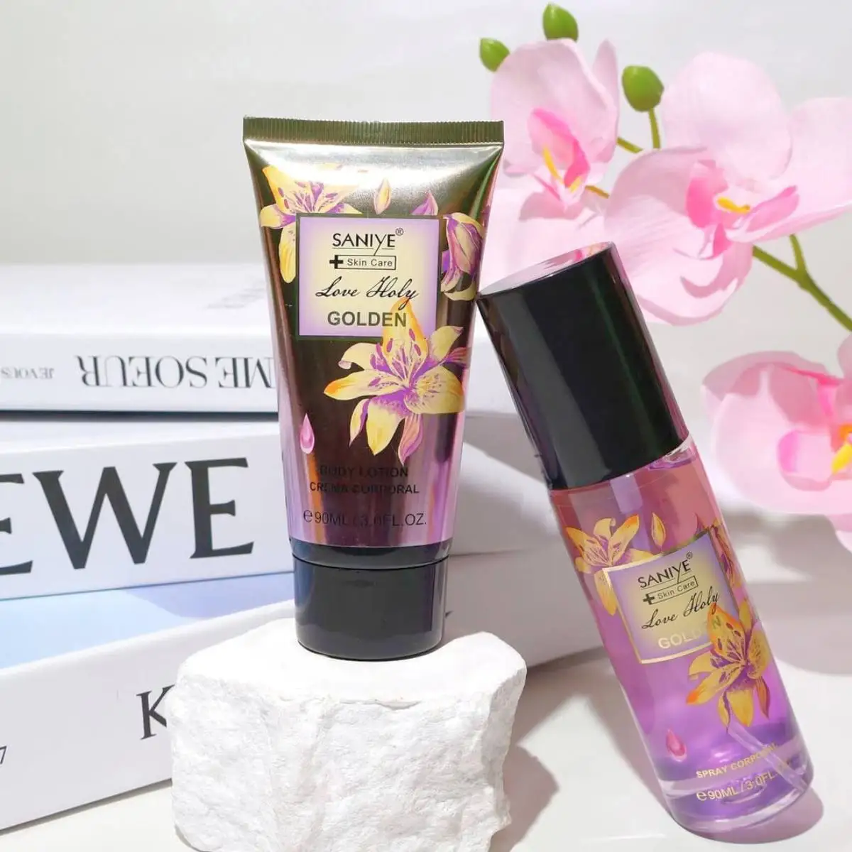 SANIYE Set de loción corporal y fragancia, hidratante, frescor corporal, 90 ml + 90 ml, cuidado corporal, mantiene el cuerpo hidratado y fresco todo el día, regalo para mujeres, regalo para parejas, citas, viajes