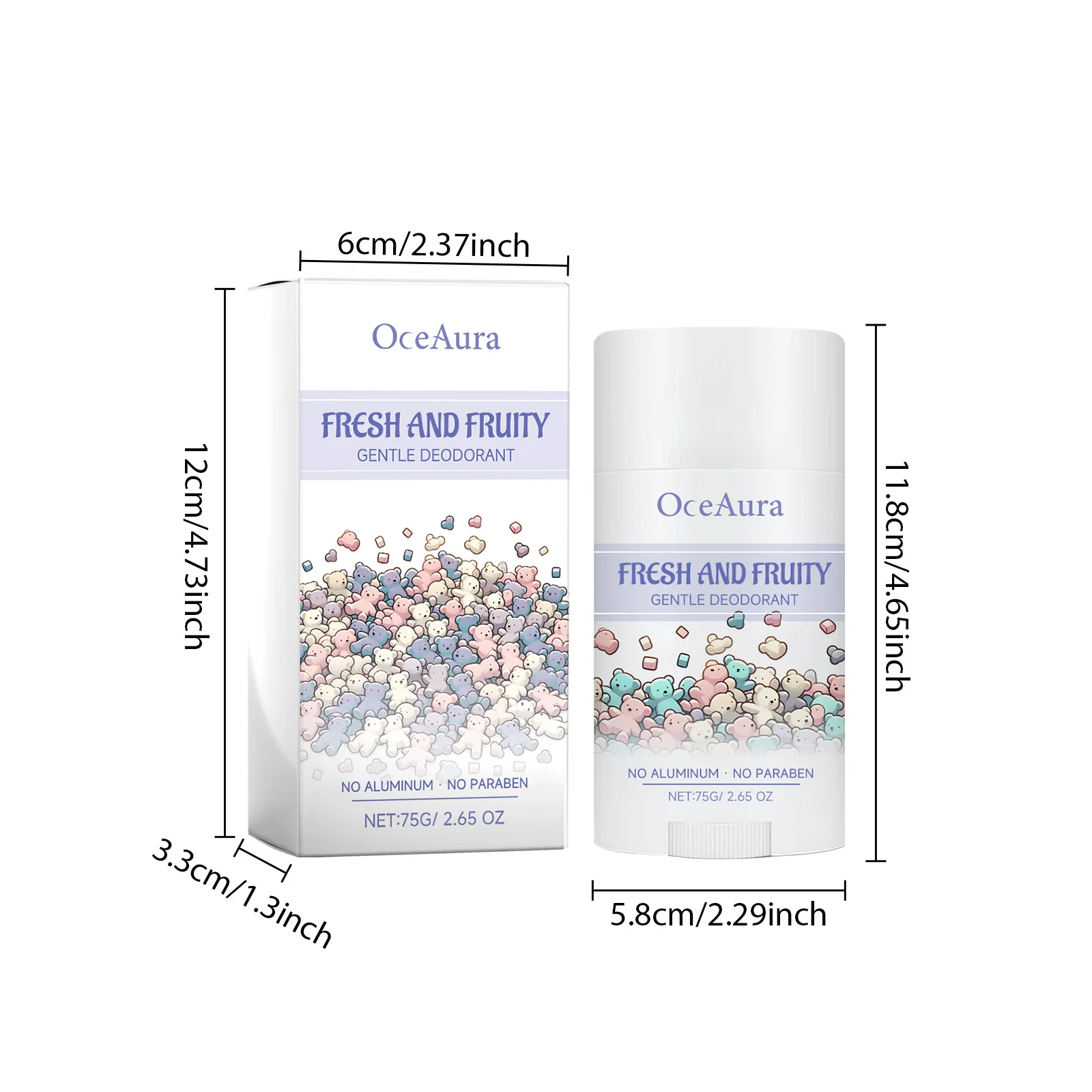 مزيل عرق الجسم من Oceaura يزيل رائحة العرق، عطر منعش غير مزعج للبشرة، مزيل عرق الجسم ذو تأثير دائم محمول