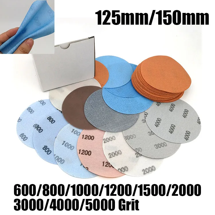 FV 필름 초미세 샌딩 디스크, 600-5000 그릿 습식 건식 사포, 125mm, 150mm