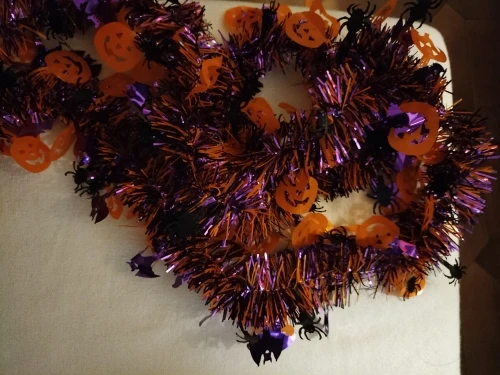 2m Halloween Wreath Pendant Glitter Plastic Bat Pumpkin Halloween Door Hanging For Home Garden Decoration Halloween Decor photo review