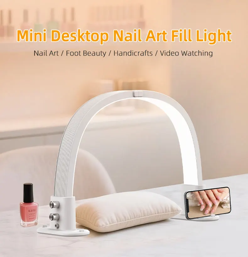Mini half moon nail fill light eyelash beauty manual lighting work lamp tricolor adjustable eye protection lamp beauty special