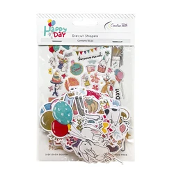 Creative Path 130pcs Happy Day Scrapbooking Die Cuts Shapes Cute Birds Bunny Paper Die Cuts Ephemera For Journaling Card Making